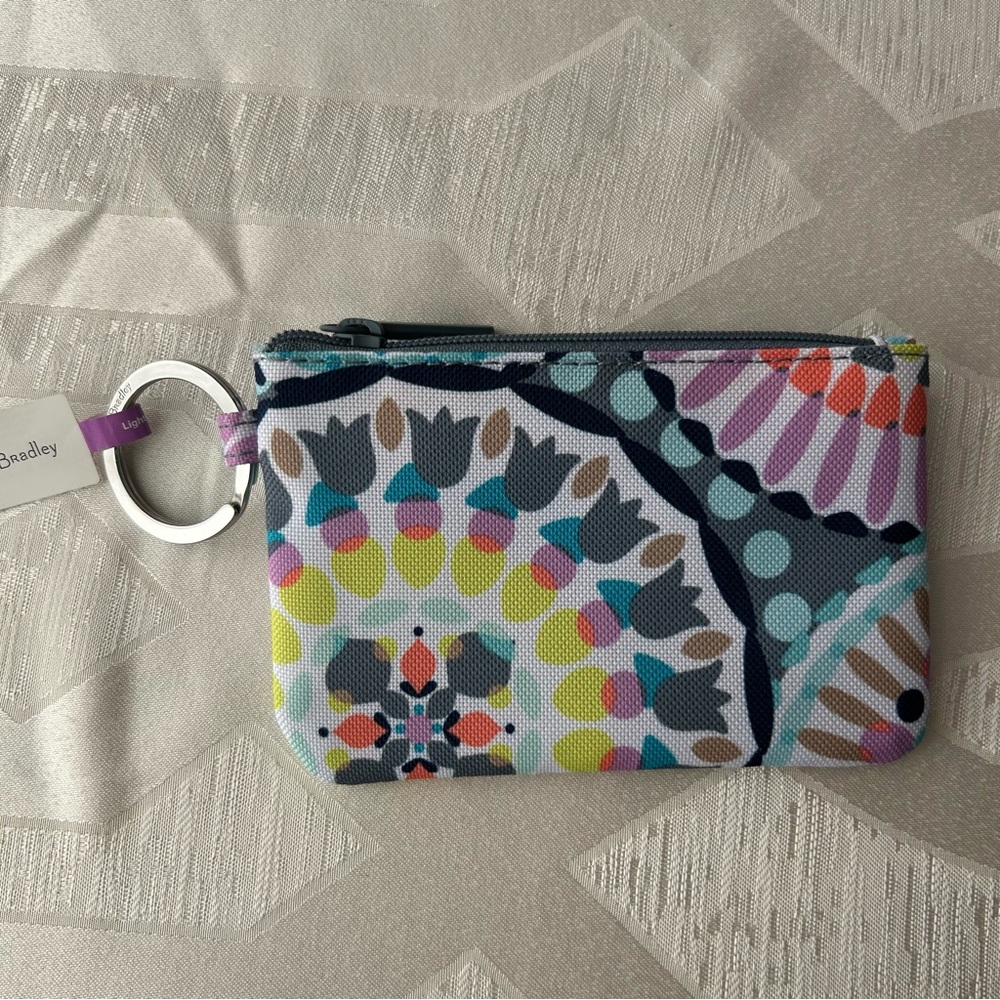 Vera Bradley Lighten Up Zip ID Case SUNNY MEDALLION Keychain Change Purse New